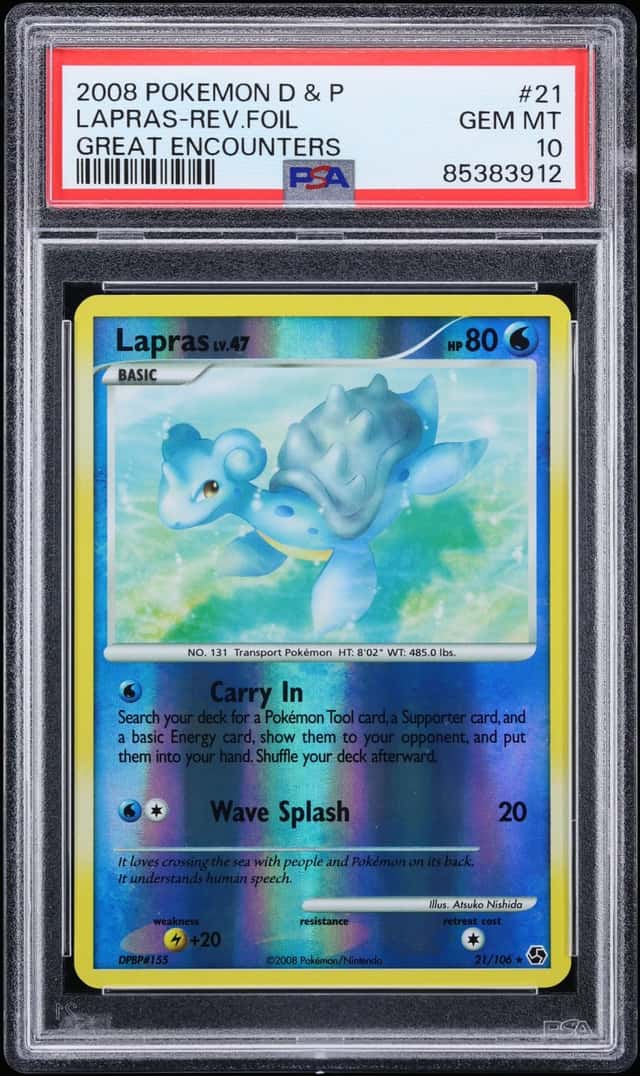 2008 Pokemon Diamond & Pearl Great Encounters Reverse Holo Lapras #21 PSA 10 GEM MINT