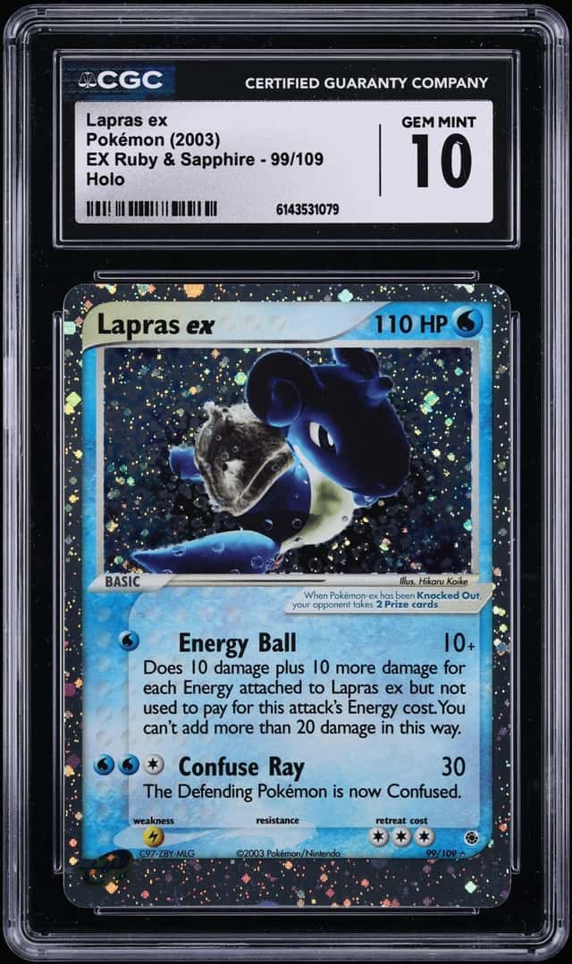 2003 Pokemon EX Ruby & Sapphire Holo Lapras EX #99 CGC 10 GEM MINT