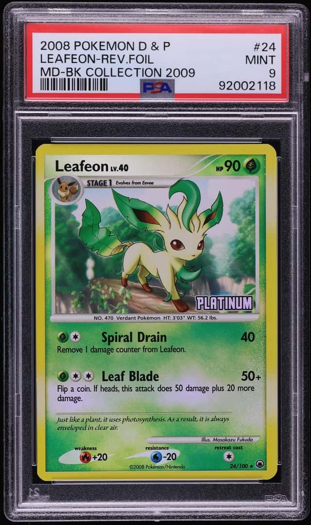 2008 Pokemon DP Majestic Dawn Burger King Collection Reverse Holo Leafeon #24 PSA 9 MINT