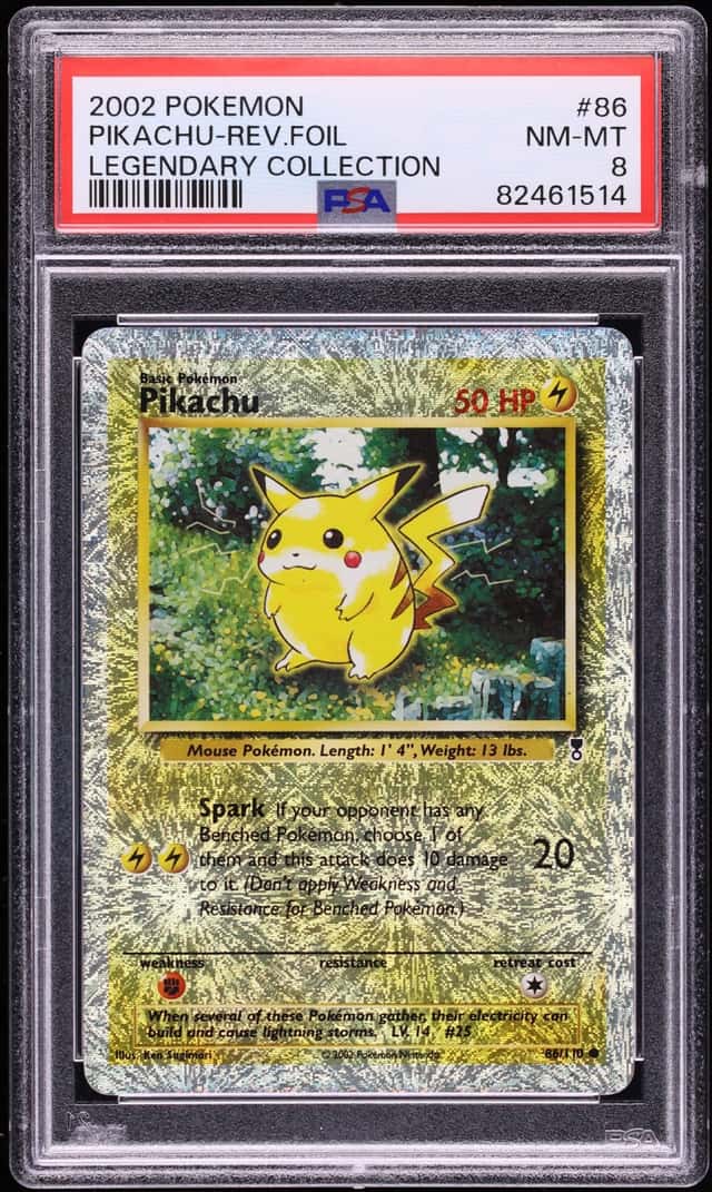 2002 Pokemon Legendary Collection Reverse Holo Pikachu #86 PSA 8 NM-MT