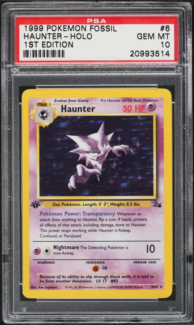 1999 Pokemon Fossil 1st Edition Holo Haunter #6 PSA 10 GEM MINT