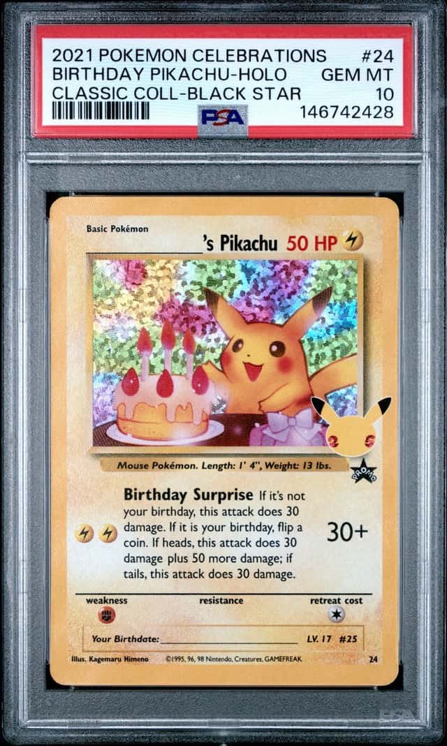 PIKACHU 2021 POKEMON CELEBRATIONS CLASSIC BLACK STAR PROMO HOLO PSA 10 GEM Q4374