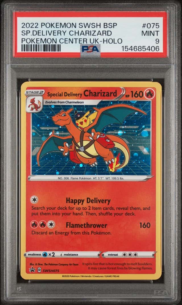 2022 Pokemon Center UK Special Delivery Charizard Holo #SWSH075 PSA 9