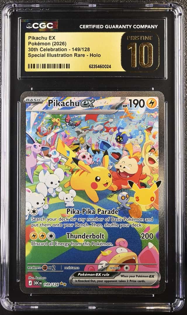 2026 Pokemon 30th Celeb Pikachu ex Special Illustration Rare #149/128 CGC 10