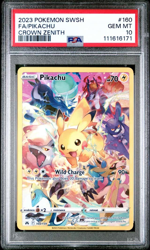 PIKACHU 2023 POKEMON CROWN ZENITH 160/159 FULL ART PSA 10 Q3963-7
