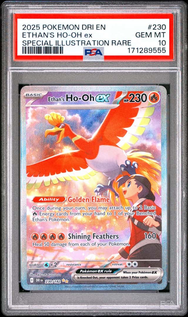 2025 POKEMON DESTINED RIVALS SPECIAL ILLUSTRATION RARE ETHAN'S HO-OH EX PSA 10