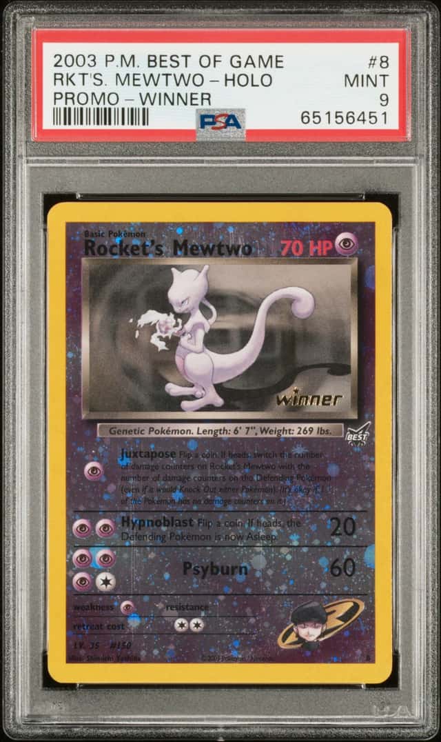 Pokemon Rocket's Mewtwo Reverse Holo Best Of Game Promo 8 Winner PSA 9 Mint