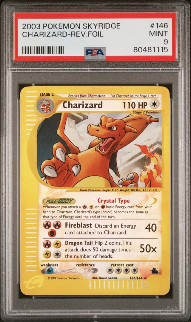 Pokemon Charizard Crystal Reverse Holo Skyridge 146/144 PSA 9 Mint