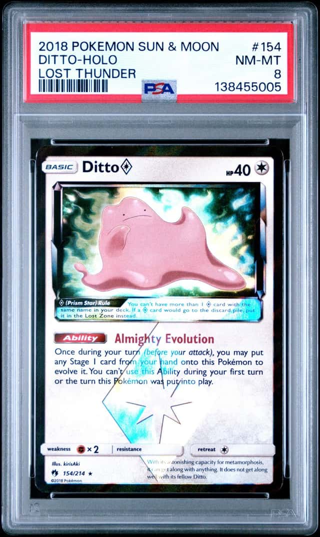 Ditto - prism star - SM: Lost Thunder #154 - POKEMON - PSA 8