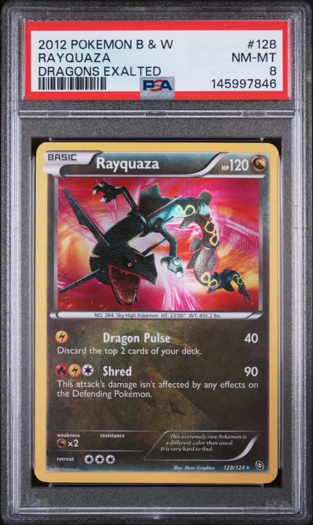 Pokemon Rayquaza Dragons Exalted Holo Secret Rare 128 PSA 8