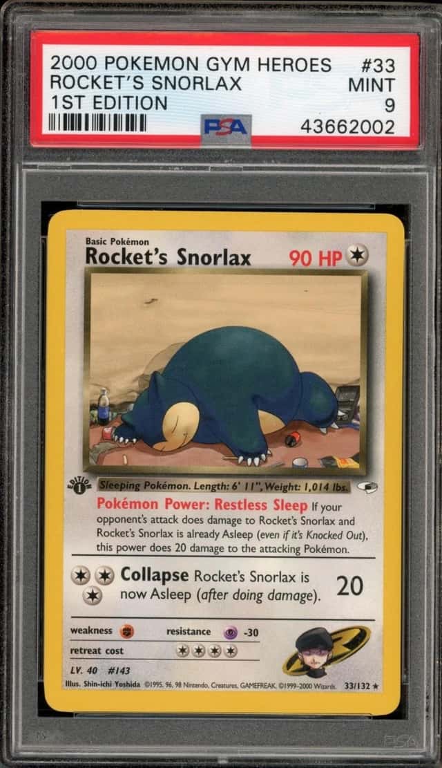 Pokemon Rocket's Snorlax Gym Heroes 33/132 1st Edition PSA 9 Mint
