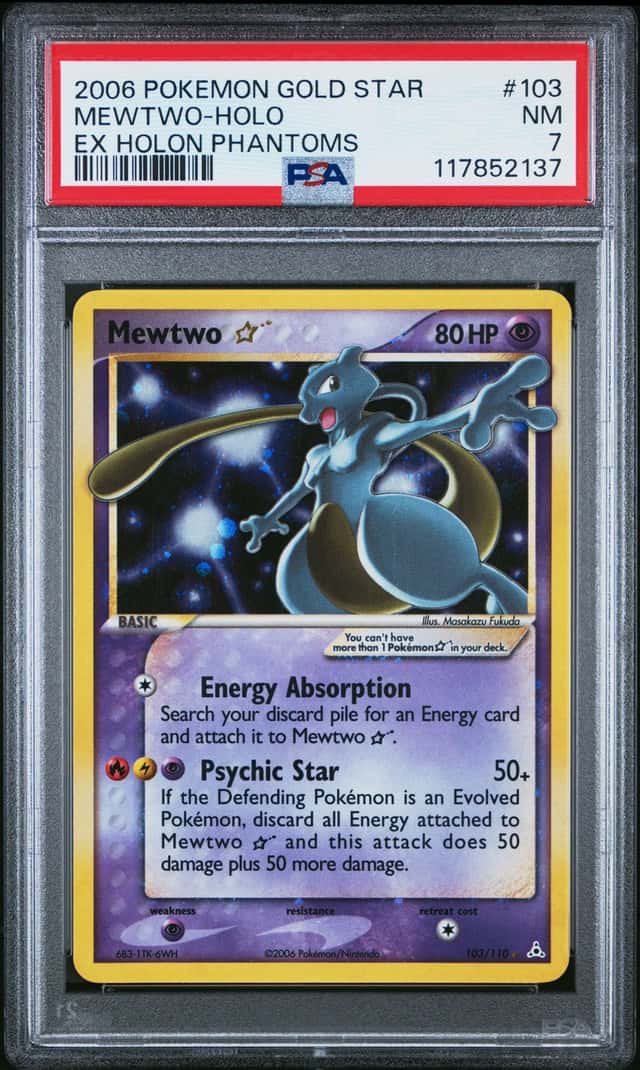 Pokemon Mewtwo Gold Star Holo Holon Phantoms 103/110 PSA 7