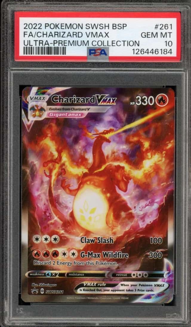 Pokemon Charizard Vmax Swsh Black Star Promo 261 UPC DAMAGED SLAB PSA 10