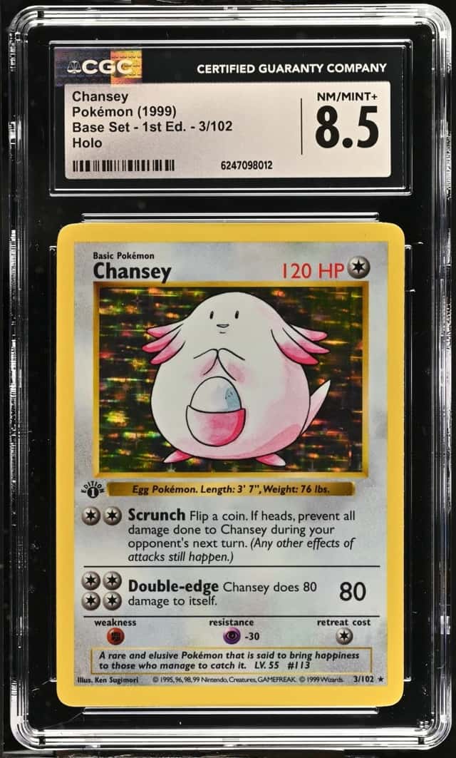 Pokemon Chansey Base Set Shadowless 1st Edition 3/102 Holo CGC 8.5