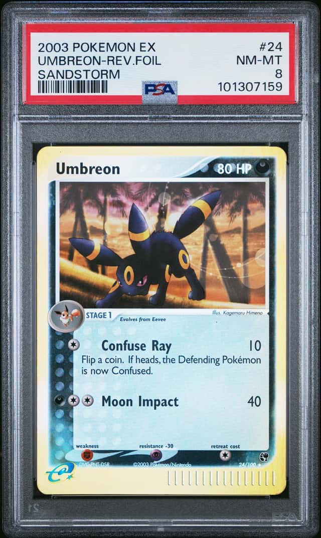 2003 POKEMON EX SANDSTORM #24 UMBREON-REV.FOIL SANDSTORM - PSA 8