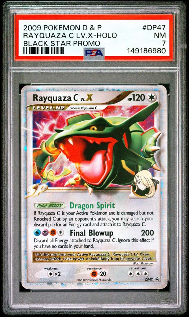 2009 Pokemon D & P Rayquaza C LV. X DP47 Black Star Promo Holo NM PSA 7 NEW CERT