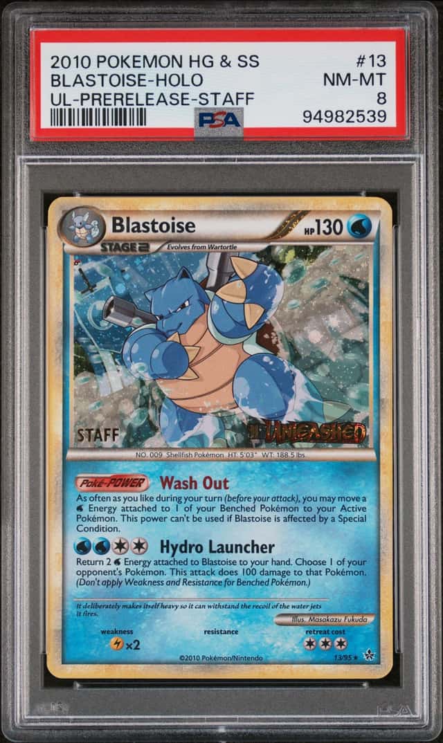 Blastoise 2010 Pokemon HGSS Prerelease Staff Promo Holo 13/95 PSA 8