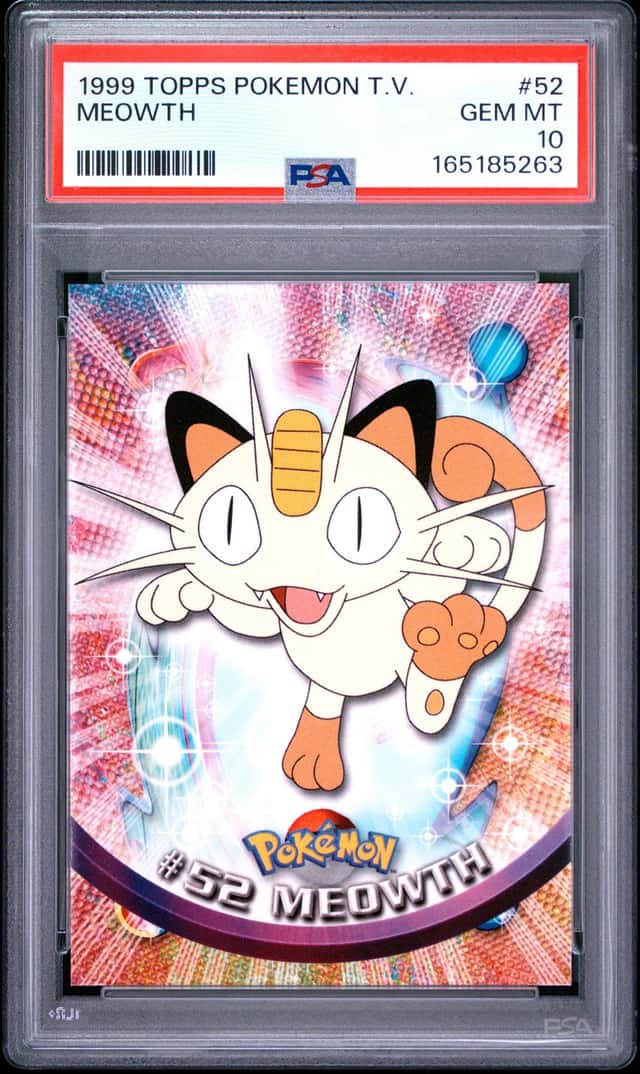 PSA 10 GEM MINT Meowth #52 1999 Topps Pokemon T.V.