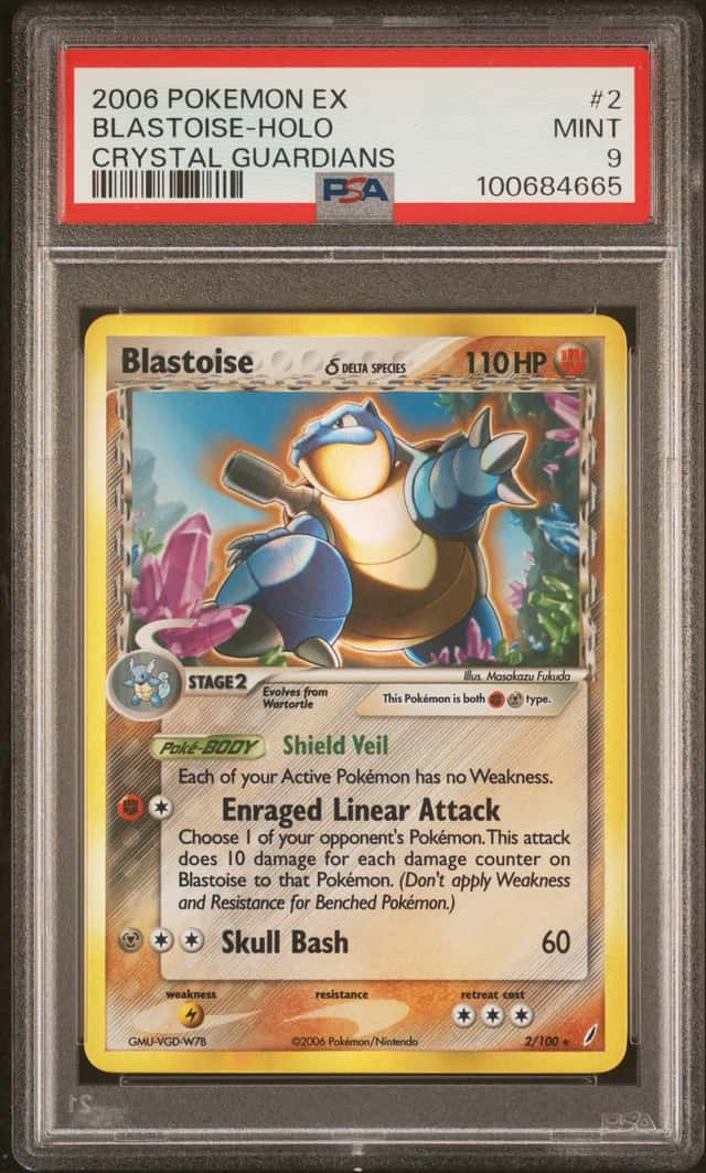 2006 POKEMON EX CRYSTAL GUARDIANS #2 BLASTOISE-HOLO PSA 9 MINT