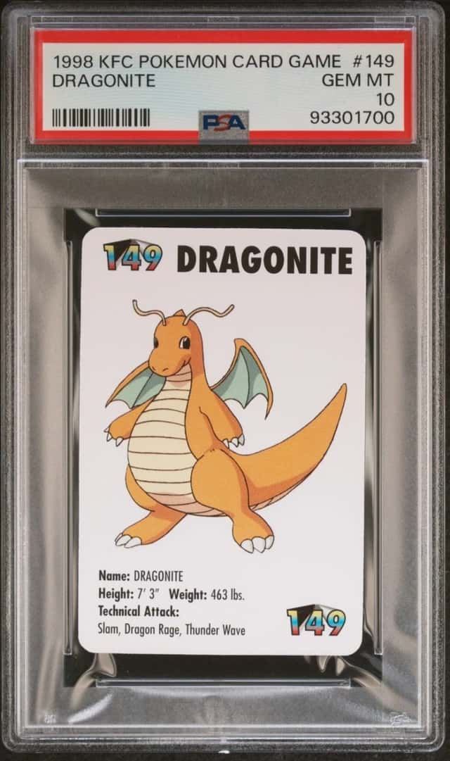 1998 KFC Pokemon Card Game Dragonite #149 Pokemon  PSA 10 POP 88