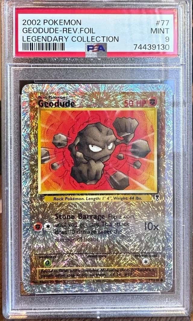 PSA 9 2002 Legendary Collection Pokemon Geodude 77/110 Reverse Holo #74439130