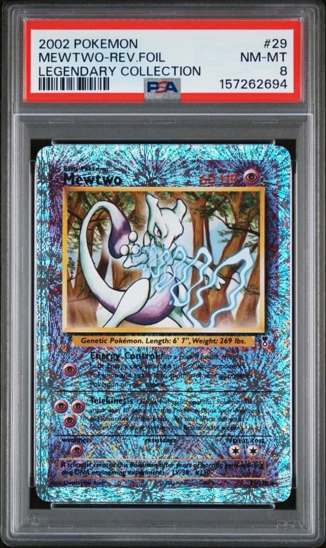 2002 Pokémon Mewtwo Reverse Holo 29/110 Legendary Collection PSA 8 WOTC New Cert