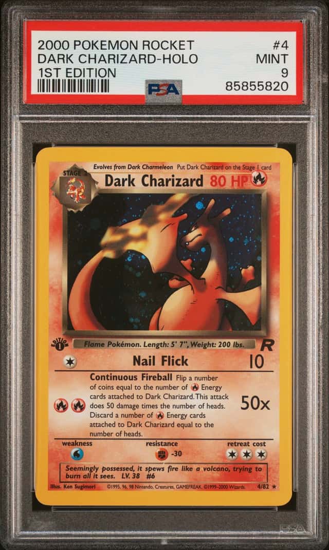 2000 POKEMON ROCKET 1ST EDITION #4 DARK CHARIZARD-HOLO PSA 9