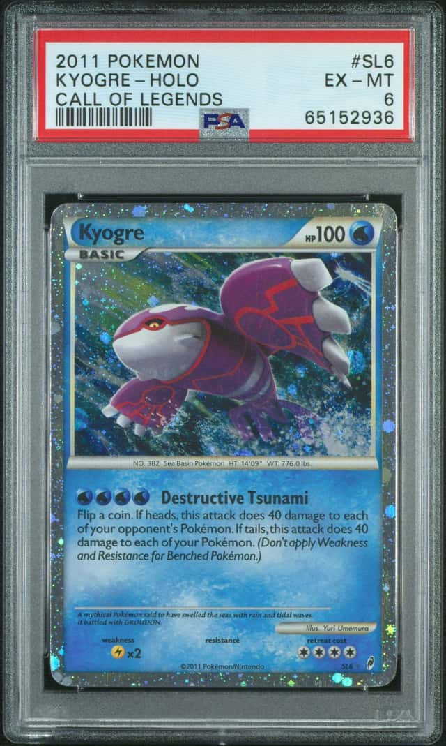 Pokemon 2011 Kyogre SL6 Holo Ultra Rare Call of Legends PSA 6