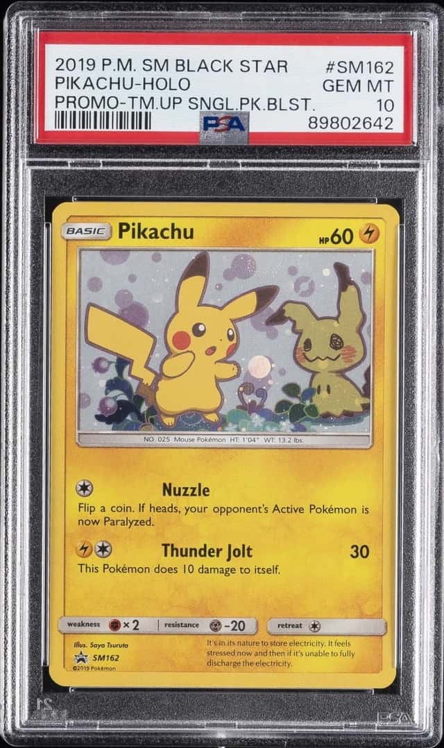 2019 POKEMON SM TEAM UP SINGLE PACK BLISTERS #SM162 PIKACHU-HOLO PSA 10