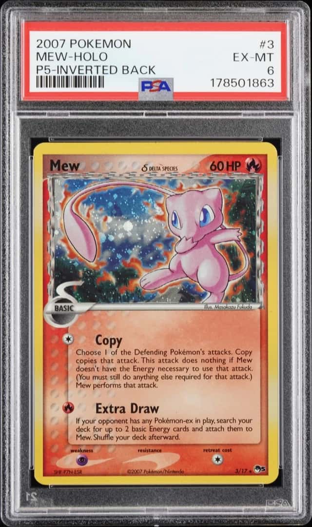 2007 POKEMON POP SERIES 5 INVERTED BACK #3 MEW-HOLO PSA 6