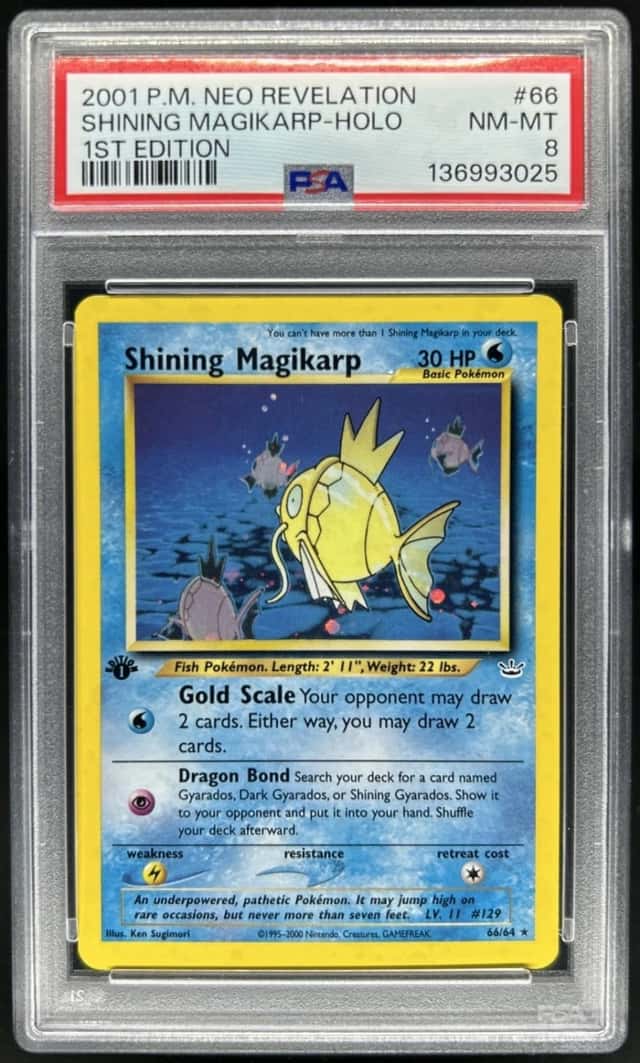 2001 Pokemon Neo Revelation 1st Edition Shining Magikarp Holo #66/64 PSA 8