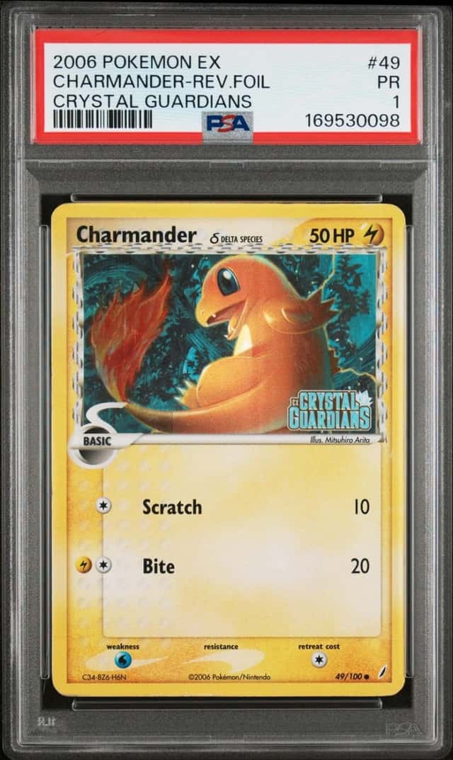 2006 POKEMON EX CRYSTAL GUARDIANS #49 CHARMANDER-REVERSE FOIL PSA 1
