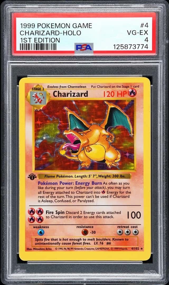 1999 POKEMON BASE SET 1ST EDITION #4 CHARIZARD-HOLO PSA 4