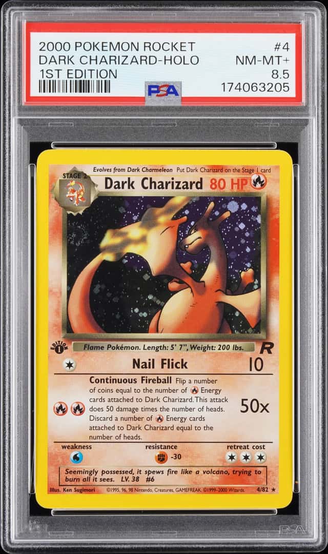 2000 Pokemon Team Rocket Dark Charizard Holo 1st Edition 4/82 PSA 8.5 🌀