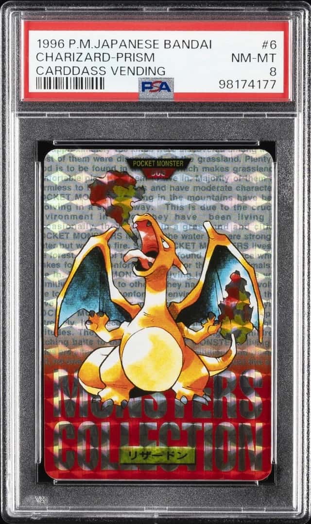 1996 POKEMON JAPANESE BANDAI CARDDASS VENDING #6 CHARIZARD-PRISM PSA 8