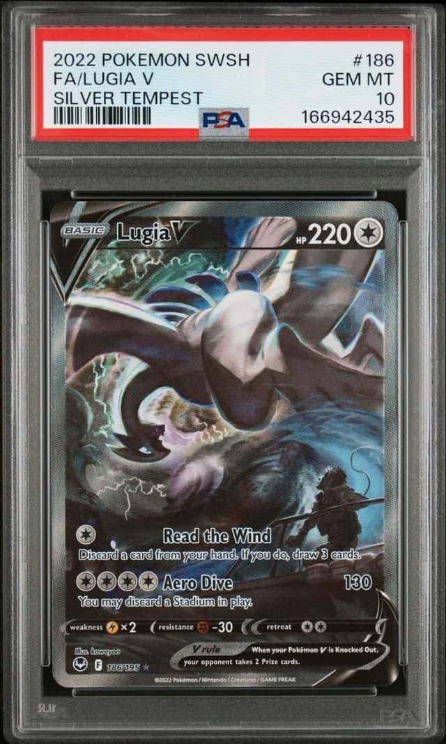 2022 POKEMON SWORD & SHIELD SILVER TEMPEST #186 FULL ART/LUGIA V PSA 10
