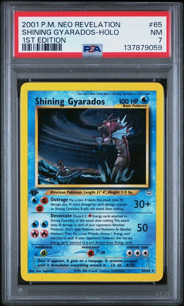 Pokemon Shining Gyarados Holo Neo Revelation 65/64 1st Edition PSA 7