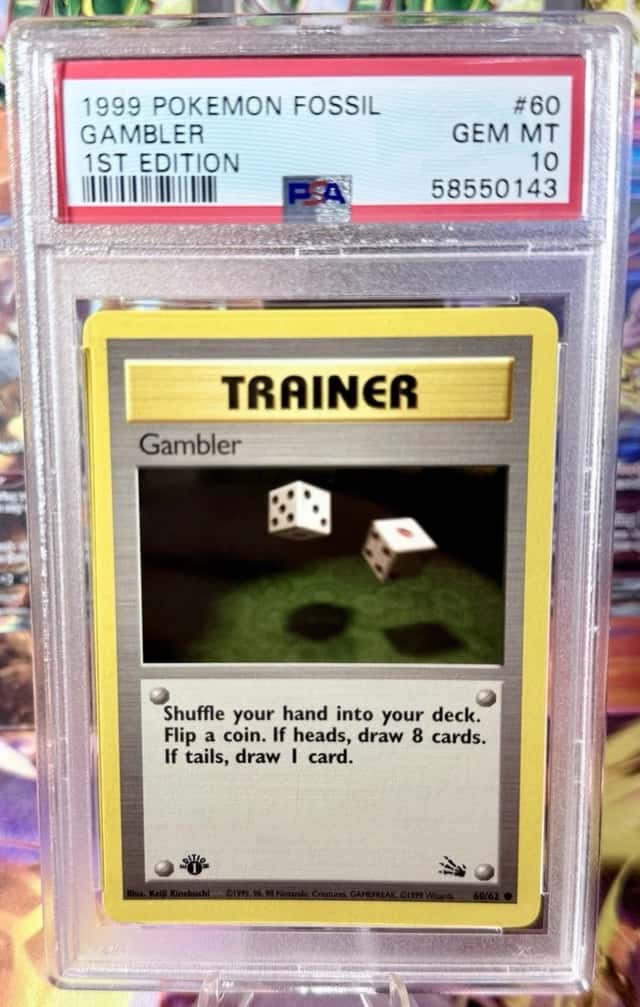 1999 Pokemon Fossil Gambler 1st Edition #60 PSA 10 GEM MT