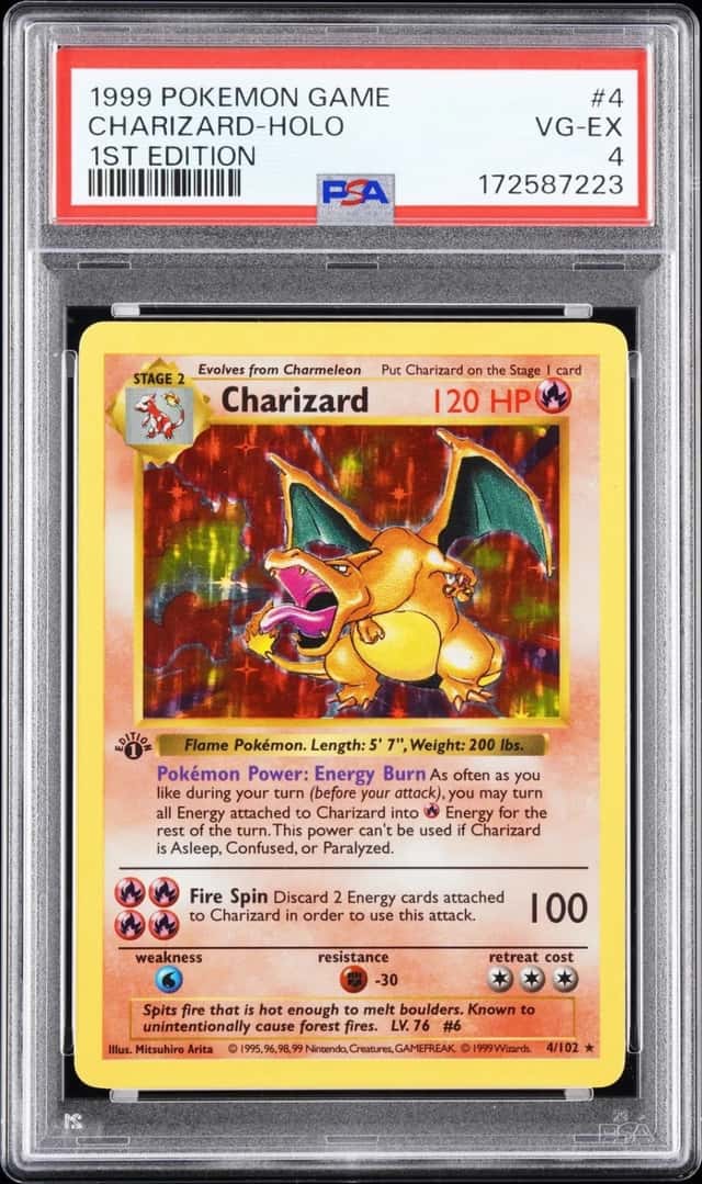 Pokemon Charizard Holo 4/102 Base Set Shadowless 1st Edition PSA 4