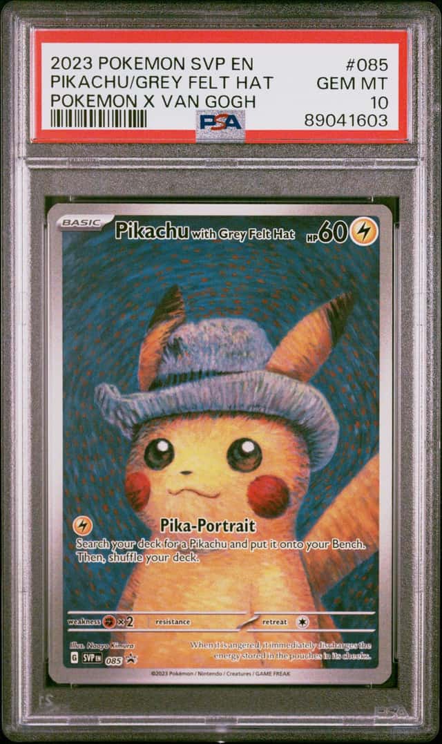 2023 POKEMON SVP POKEMON X VAN GOGH #085 PIKACHU WITH GREY FELT HAT PSA 10