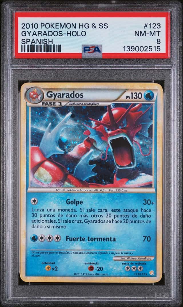 Pokemon Heart Gold Soul Silver Gyarados Holo Spanish 123/123 PSA 8