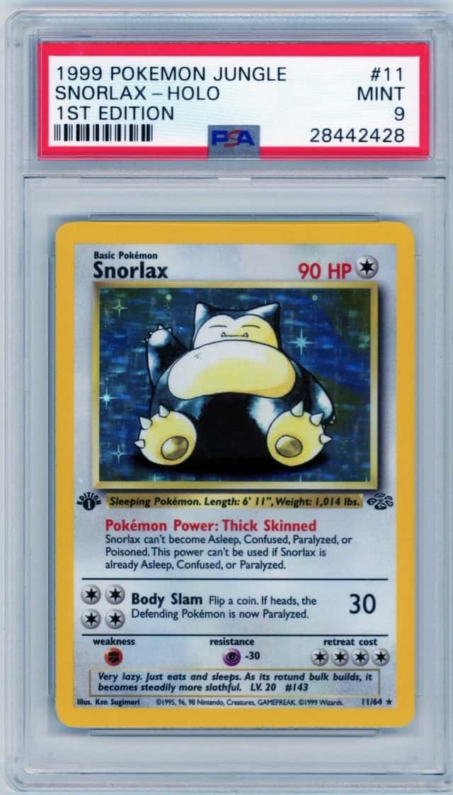 1999 Pokemon Jungle Snorlax Holo 1st Edition #11 PSA 9 Mint