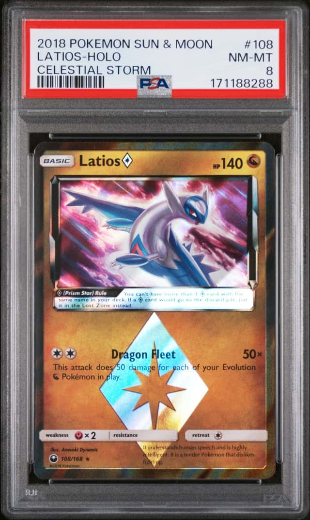 Pokémon TCG Latios Holo prism star Celestial Storm 108/168  2018 PSA 8