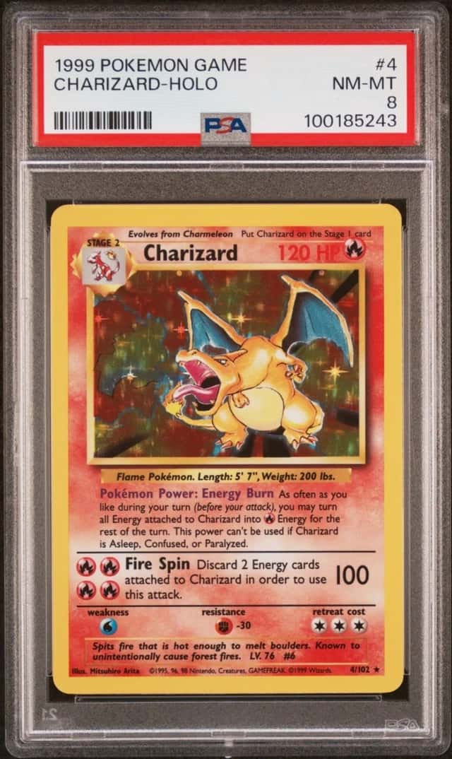 Pokémon Base Set Unlimited Charizard Holo #4 PSA 8