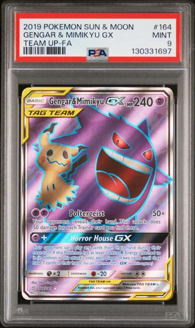 Pokemon Gengar & Mimikyu Gx Team Up Full Art 164/181 PSA 9 Mint