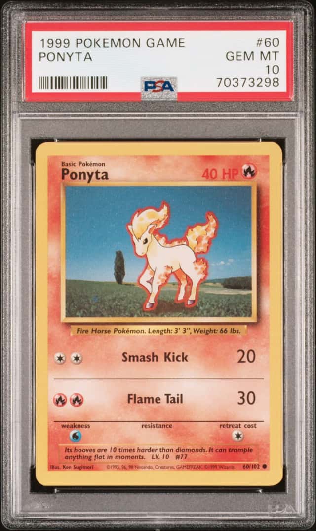 1999 POKEMON GAME BASE SET 60 PONYTA PSA 10 GEM MINT