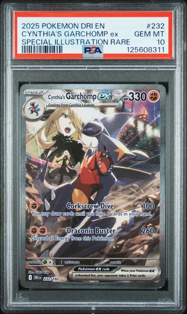 2025 Pokemon Destined Rivals Cynthia’s Garchomp ex 232/182 SIR PSA 10