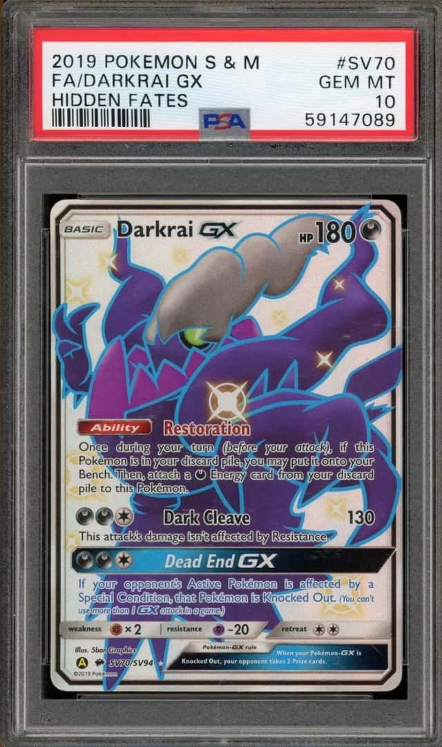 Pokemon Darkrai Gx Hidden Fates Full Art SV70/SV94 PSA 10 Gem Mint