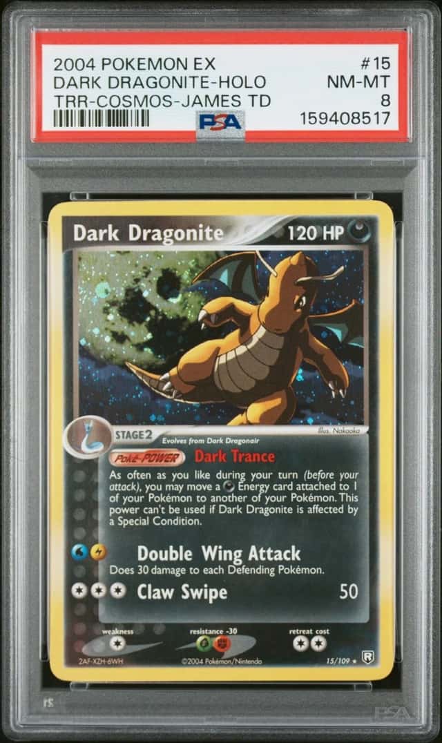 Pokemon Dark Dragonite Holo Team Rocket Returns 15 Cosmos James Theme Deck PSA 8