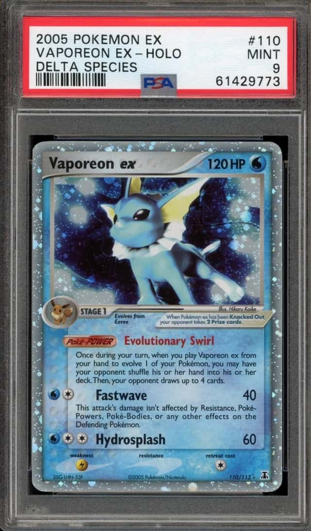 Pokemon Vaporeon EX Holo EX Delta Species 110/113 PSA 9 Mint